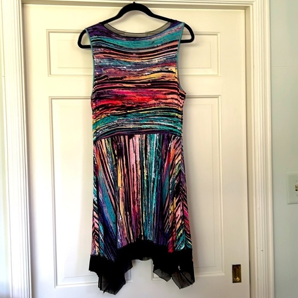 Colorful Neon Dress Semi Sheer Hem Dress Cable & Gauge Size Large - Picture 2 of 5